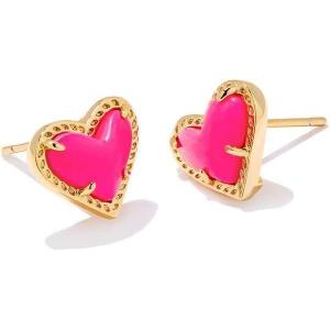 imageKendra Scott Ari Heart Stud Earrings for Women Fashion JewelryGOLD  NEON PINK