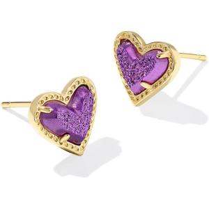 imageKendra Scott Ari Heart Stud Earrings for Women Fashion JewelryGOLD  PURPLE DRUSY