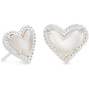 imageKendra Scott Ari Heart Stud Earrings for Women Fashion JewelryRHODIUM  IVORY MOTHER OF PEARL