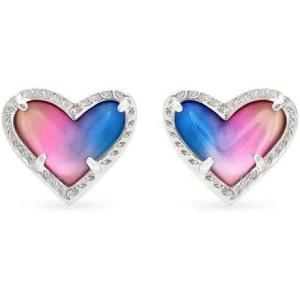 imageKendra Scott Ari Heart Stud Earrings for Women Fashion JewelryRHODIUM  WATERCOLOR PEARLIZED CLEAR GLASS