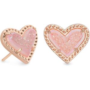 imageKendra Scott Ari Heart Stud Earrings for Women Fashion JewelryROSE GOLD  PINK DRUSY