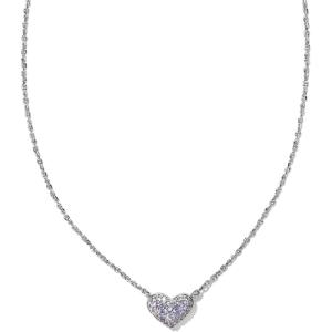 imageKendra Scott Ari Pave Crystal Heart Necklace Fashion Jewelry For WomenRHODIUM  SAPPHIRE LAVENDER BLUE