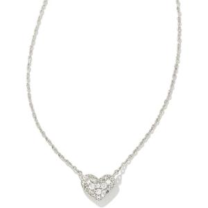 imageKendra Scott Ari Pave Crystal Heart Necklace Fashion Jewelry For WomenRHODIUM METAL  WHITE CUBIC ZIRCONIA