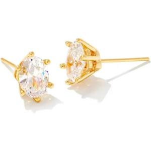 imageKendra Scott Cailin Crystal Stud Earrings in White Crystal Fashion Jewelry for WomenGOLD  WHITE CUBIC ZIRCONIA