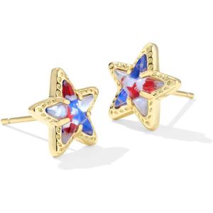 imageKendra Scott Cassidy Stud Earrings Fashion Jewelry for WomenGOLD  RED WHITE BLUE STAR ILLUSION