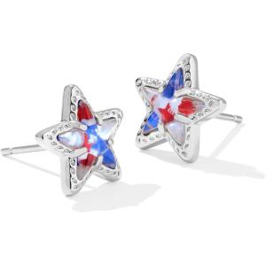 imageKendra Scott Cassidy Stud Earrings Fashion Jewelry for WomenRHODIUM  RED WHITE BLUE STAR ILLUSION
