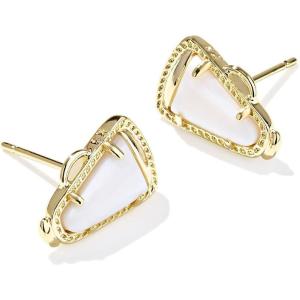 imageKendra Scott Cheer Stud Earrings 14K GoldPlated Brass Fashion Jewelry for Women White Mother Of Pearl