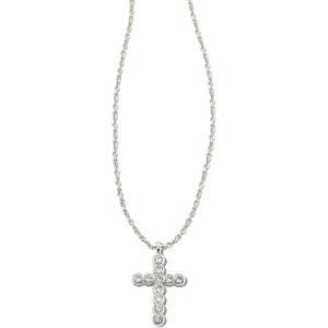 imageKendra Scott Cross Crystal Pendant Necklace Fashion Jewelry for WomenRHODIUM  WHITE CRYSTAL