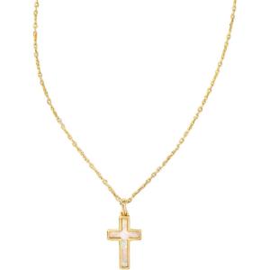 imageKendra Scott Cross Pendant Necklace for Women Fashion JewelryGOLD  WHITE OPAL