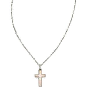 imageKendra Scott Cross Pendant Necklace for Women Fashion JewelryRHODIUM  WHITE OPAL