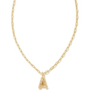 imageKendra Scott Crystal Letter Short Pendant Necklace Fashion Jewelry for WomenLetter A GOLDPLATED