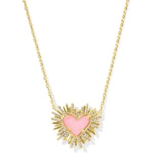imageKendra Scott Dolly Parton Ari Heart Short Pendant Necklace Fashion Jewelry for WomenLIGHT PINK DRUSY