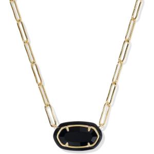 imageKendra Scott Elisa Enamel Frame Paperclip Necklace Fashion Jewelry for WomenBLACK AGATE