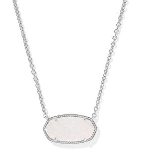 imageKendra Scott Elisa Statement Short Pendant NecklaceFashion Jewelry for WomenRHODIUM  IRIDESCENT DRUSY
