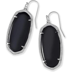 imageKendra Scott Elle Drop Earrings for WomenRHODIUM  BLACK OPAQUE GLASS
