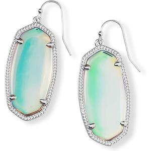 imageKendra Scott Elle Drop Earrings for WomenRHODIUM  IRIDESCENT DICHROIC GLASS