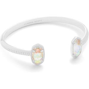 imageKendra Scott Elton Cuff Bracelet for Women Fashion JewelryRHODIUM  IRIDESCENT DICHROIC GLASS