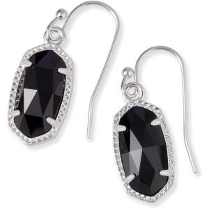 imageKendra Scott Lee Drop Earrings for WomenRHODIUM  BLACK OPAQUE GLASS