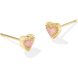imageKendra Scott Mini Ari Heart Stud Earring Fashion Jewelry for WomenGOLD  ROSE QUARTZ