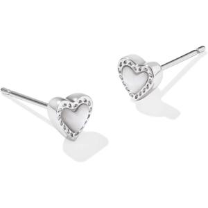 imageKendra Scott Mini Ari Heart Stud Earring Fashion Jewelry for WomenRHODIUM  IVORY MOTHER OF PEARL