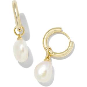 imageKendra Scott Willa Pearl Huggie Earrings in White Pearl Fashion Jewelry for WomenGOLD  WHITE PEARL