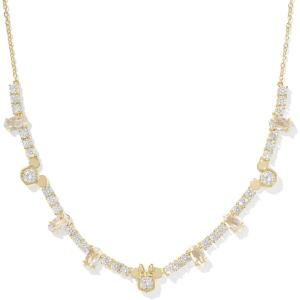 imageKendra Scott x Disney Mickey Mouse and Minnie Mouse Tennis Necklace Fashion Jewelry for WomenGOLD  WHITE CRYSTAL