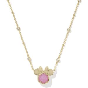 imageKendra Scott x Disney Minnie Mouse Short Pendant Necklace Fashion Jewelry for WomenGOLD  HOT PINK DRUSY