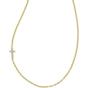 imageKendra Scott Cross Inline Pave Necklace 18k Gold Vermeil White Topaz