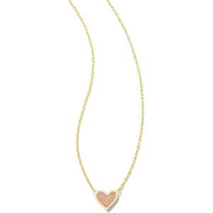 imageKendra Scott Framed Ari Heart Pendant Necklace Fashion Jewelry for WomenGOLD  LIGHT PINK DRUSY