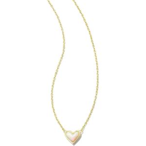 imageKendra Scott Framed Ari Heart Pendant Necklace Fashion Jewelry for WomenGOLD  WHITE OPALESCENT RESIN