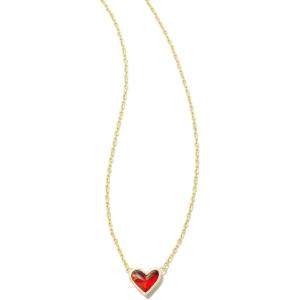 imageKendra Scott Framed Ari Heart Pendant Necklace Fashion Jewelry for WomenGold Red Opalescent Resin