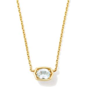 imageKendra Scott Marisa 18k Yellow Gold Oval Solitaire Pendant NecklaceAQUAMARINE