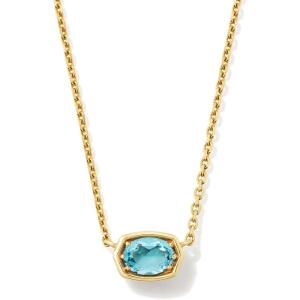 imageKendra Scott Marisa 18k Yellow Gold Oval Solitaire Pendant NecklaceBLUE TOPAZ