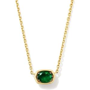 imageKendra Scott Marisa 18k Yellow Gold Oval Solitaire Pendant NecklaceEMERALD