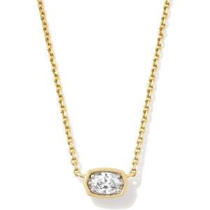 imageKendra Scott Marisa 18k Yellow Gold Oval Solitaire Pendant NecklaceWHITE DIAMOND