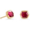 imageKendra Scott Davie Stud Earrings Fine Jewelry for Women18K GOLD VERMEIL  RED GARNET