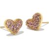 imageKendra Scott Ari Pave Crystal Heart Stud Earrings Fashion Jewelry for WomenGOLD  KUNZITE PURPLE