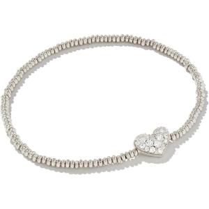 imageKendra Scott Ari Pave Crystal Heart Stretch Bracelet Fashion Jewelry for WomenRHODIUM  WHITE CRYSTAL