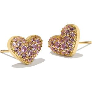 imageKendra Scott Ari Pave Crystal Heart Stud Earrings Fashion Jewelry for WomenGOLD  KUNZITE PURPLE