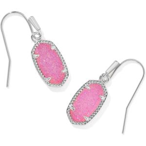imageKendra Scott Lee Earrings in RhodiumPlated Brass Hot Pink Drusy Fashion Jewelry for Women