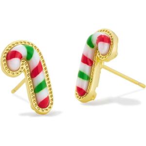 imageKendra Scott Candy Cane Stud Earrings Red Green Mix 14k GoldPlated Brass Fashion Jewelry for Women