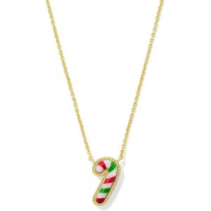 imageKendra Scott Candy Cane Short Pendant Necklace Red Green Mix 14k GoldPlated Brass Fashion Jewelry for Women
