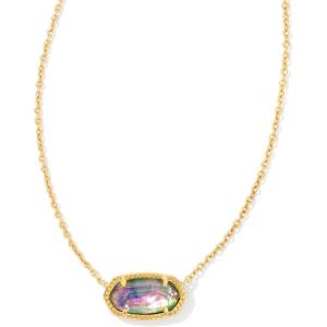 imageKendra Scott Elisa Oval Pendant Necklace in Red White and Blue Star Illusion and GoldGold Lilac Abalone