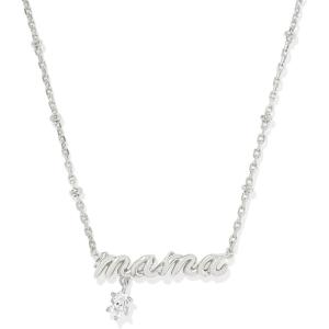 imageKendra Scott Mama Crystal Short Pendant Necklace White Cubic Zirconia Fashion Jewelry for WomenRHODIUM METAL