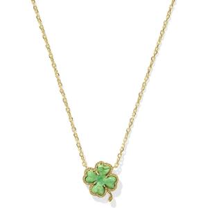 imageKendra Scott Clover Short Pendant Necklace in Lime Green Magnesite 14k GoldPlated Brass Fashion Jewelry for Women
