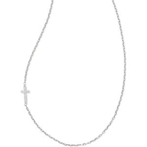 imageKendra Scott Cross Inline Pave Necklace Sterling Silver White Topaz