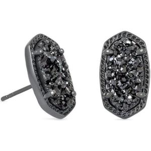 imageKendra Scott Ellie Stud Earrings for Women Fashion JewelryGUNMETAL  BLACK DRUSY