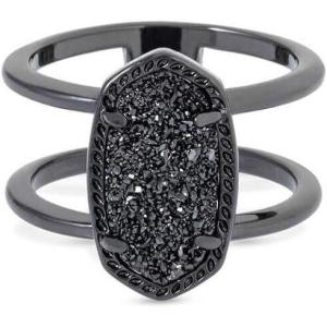imageKendra Scott Elyse Ring for Women Fashion JewelryGUNMETAL  BLACK DRUSY