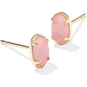 imageKendra Scott Emilie Stud Earrings in Light Pink Drusy 14k Gold Plated Brass Fashion Jewelry for Women