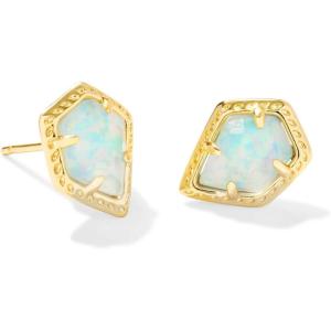 imageKendra Scott Framed Tess Stud Earrings Fashion Jewelry for WomenGOLD LUSTER  LIGHT BLUE OPAL